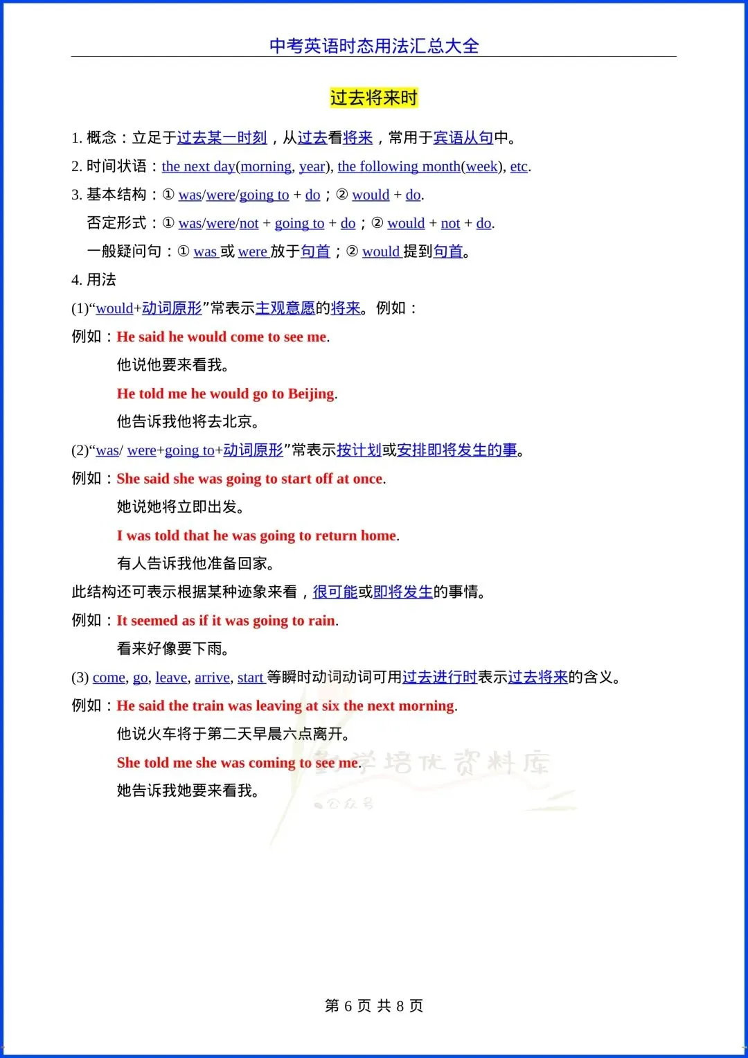 2026春《中考英语》时态用法考点知识点总结,电子版可打印! 第6张