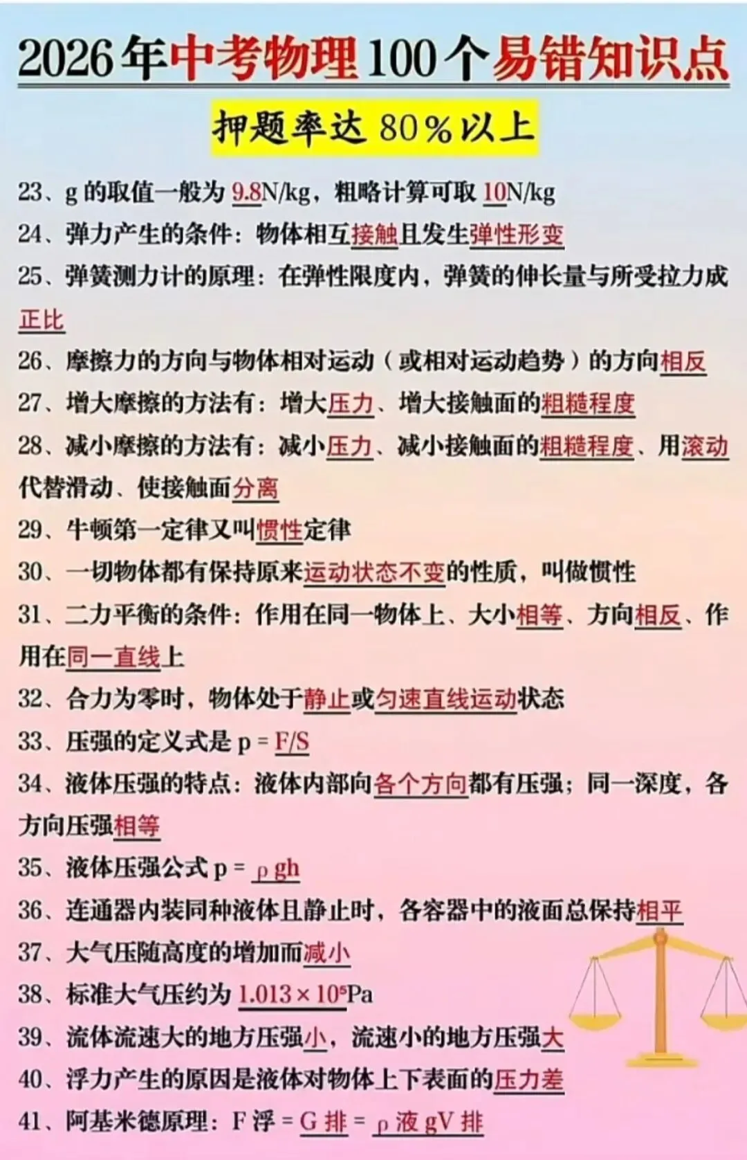 【中考物理】2026年中考物理100个易错知识点 第2张