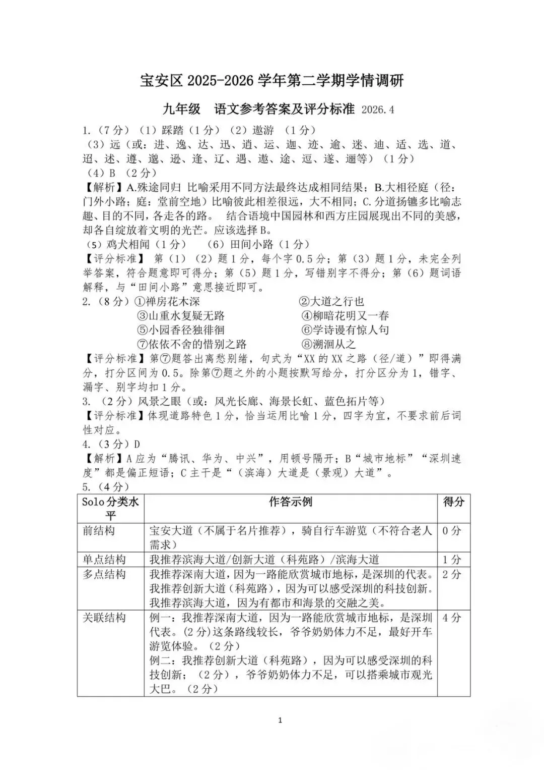 深圳26初三二模|26宝安区中考二模试题+参考答案出炉,逐渐更新中~ 第6张