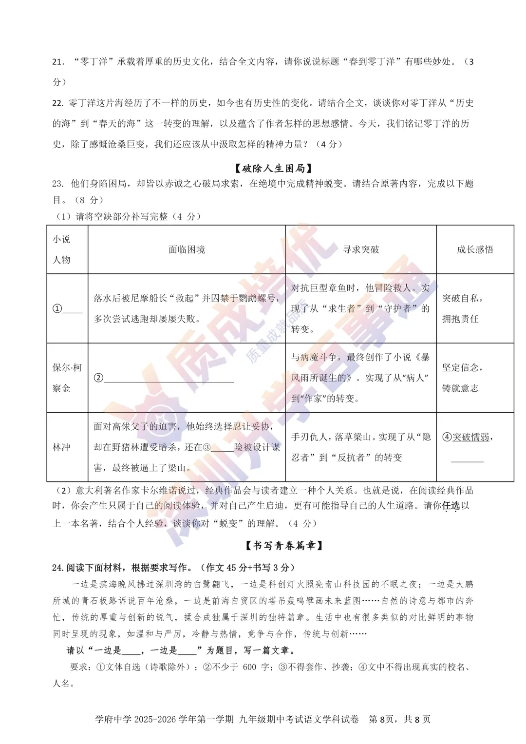 最新!深圳南二外二模语文真题答案出炉! 第8张