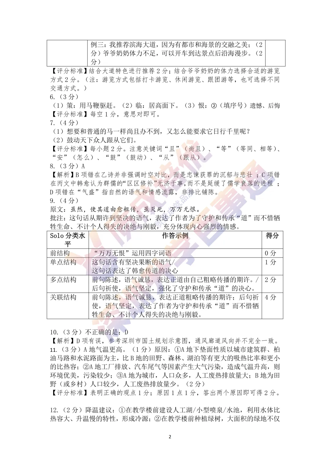 最新!深圳宝安二模语文真题答案出炉! 第10张