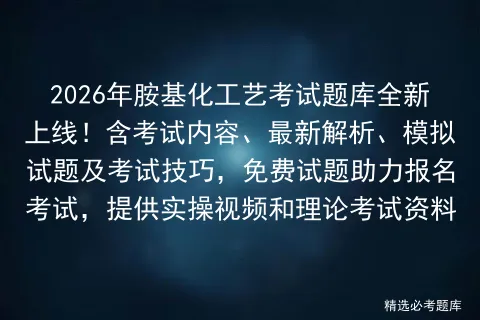 2026年胺基化工艺考试题库全新上线!含考试内容、最新解析、试题及技巧,免费试题助力报名 第1张