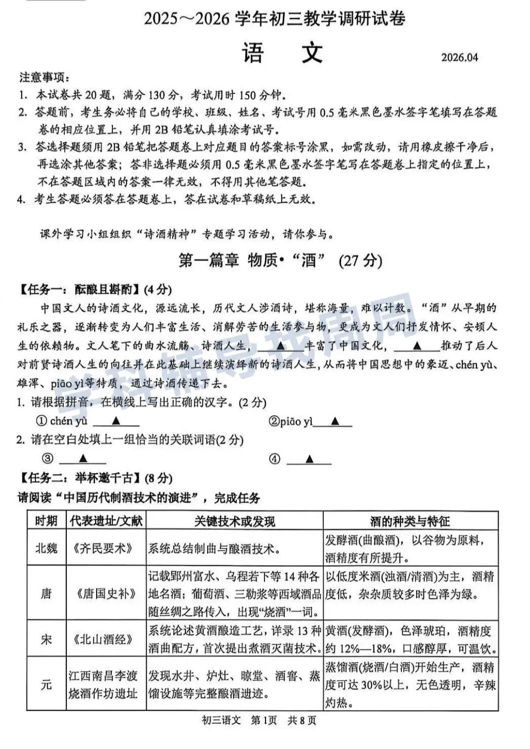 忙碌的周一,一张全是酒文化的试卷难住了我. 第3张