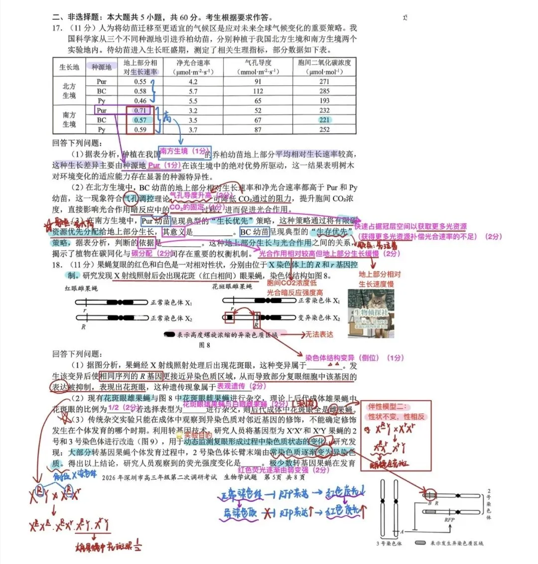 2026届广东深圳市高三二模生物学试卷解析 第5张