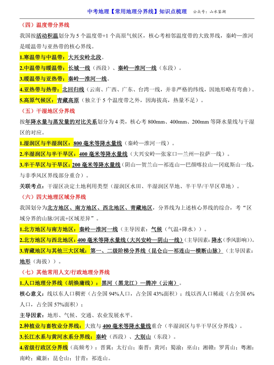 【山水资源】中考常用地理分界线梳理 第6张