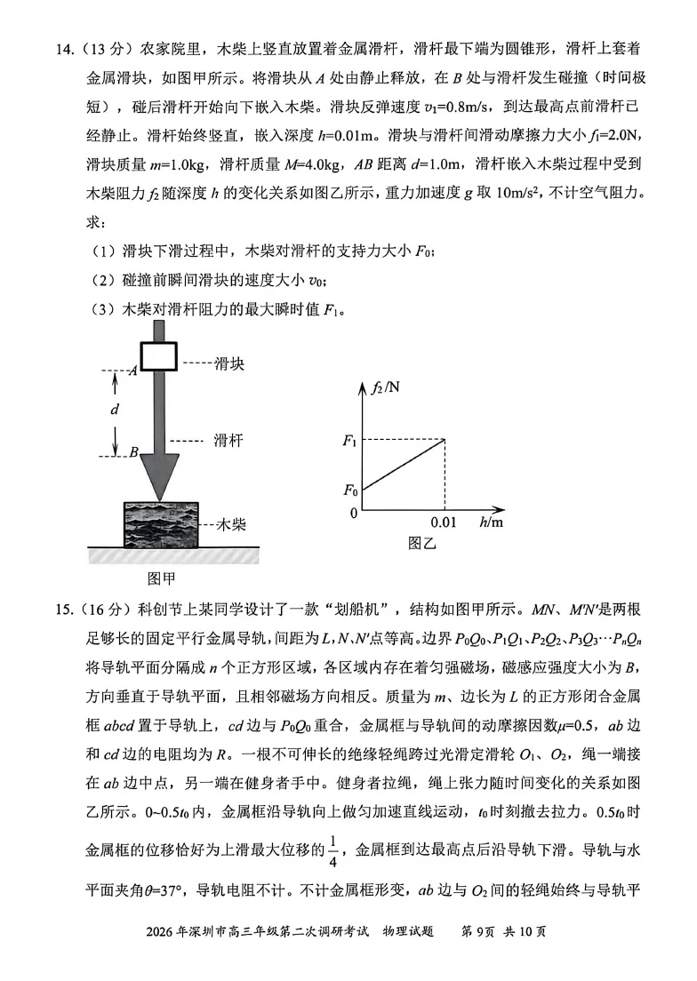 2026届高三深二模全科真题试卷及答案 第7张