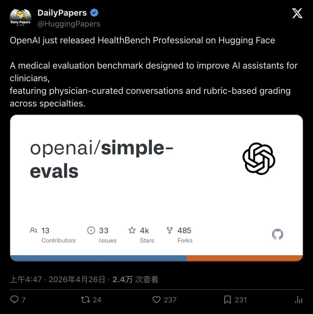 OpenAI放大招:525道临床真题,每题3位医生审稿!医疗AI评测彻底换玩法了 第3张