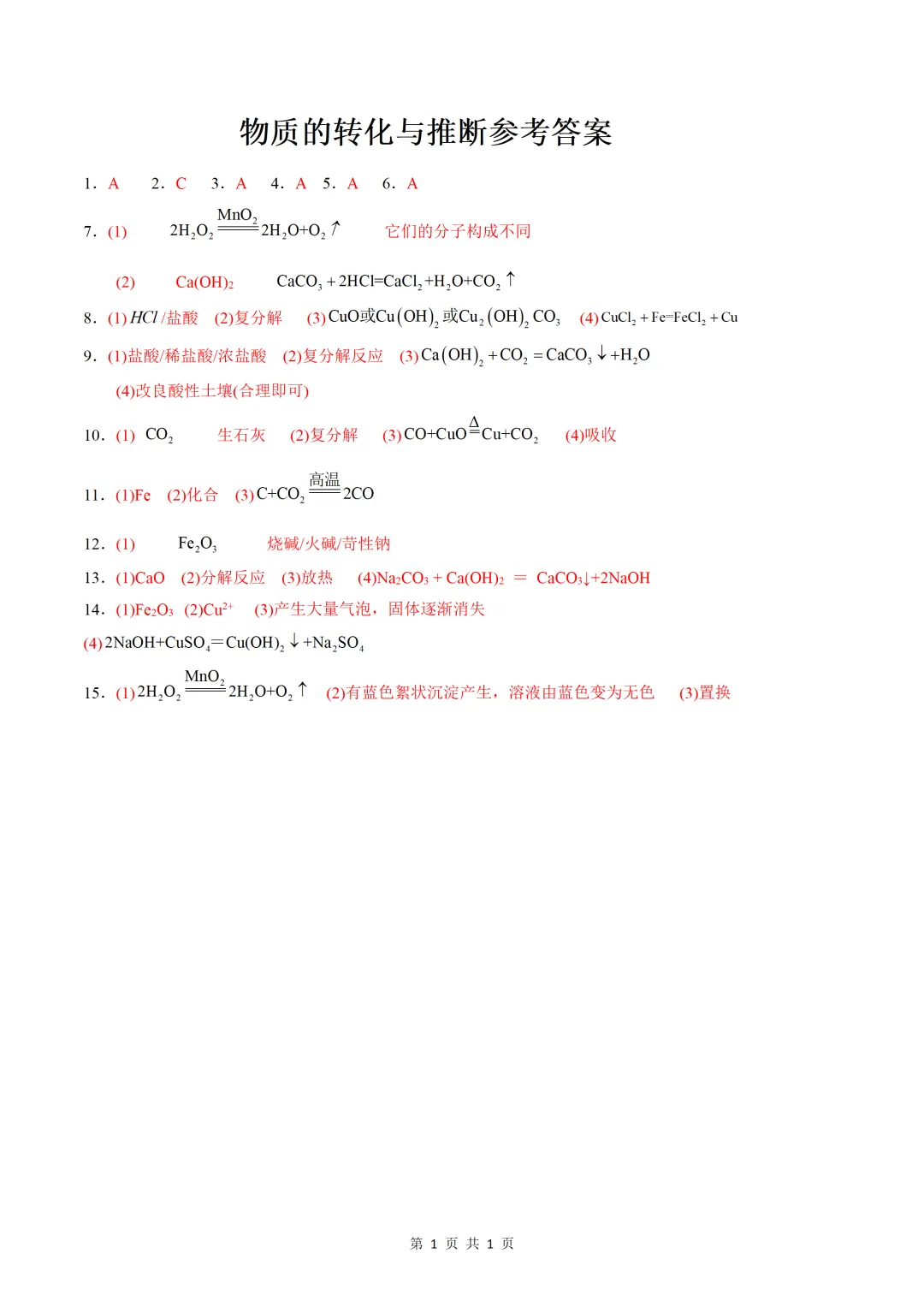 中考化学薄弱专项训练之 推断与转化 第3张