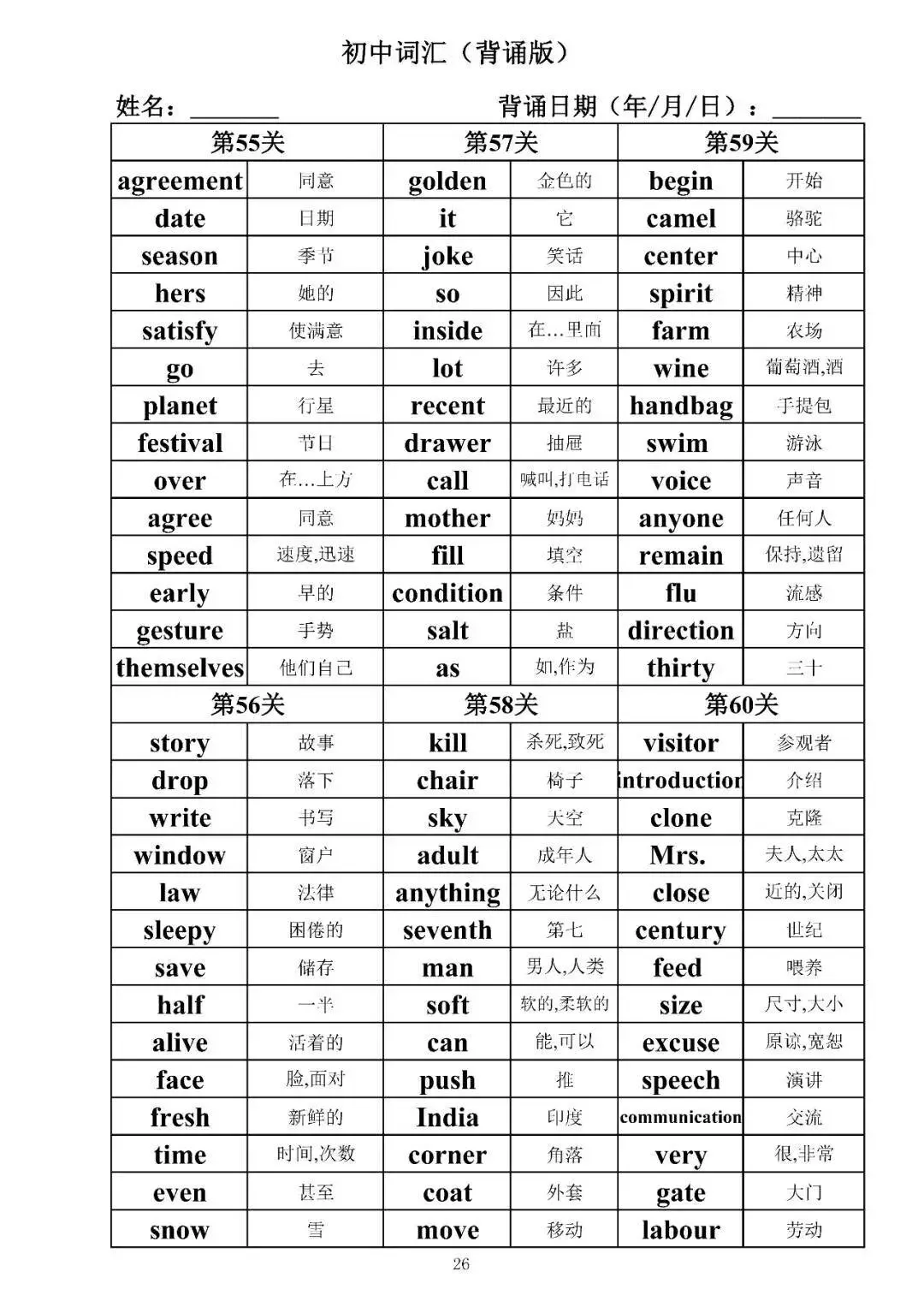 中考英语 1600 词默写表免费领!打印直接背,提分超狠 第10张