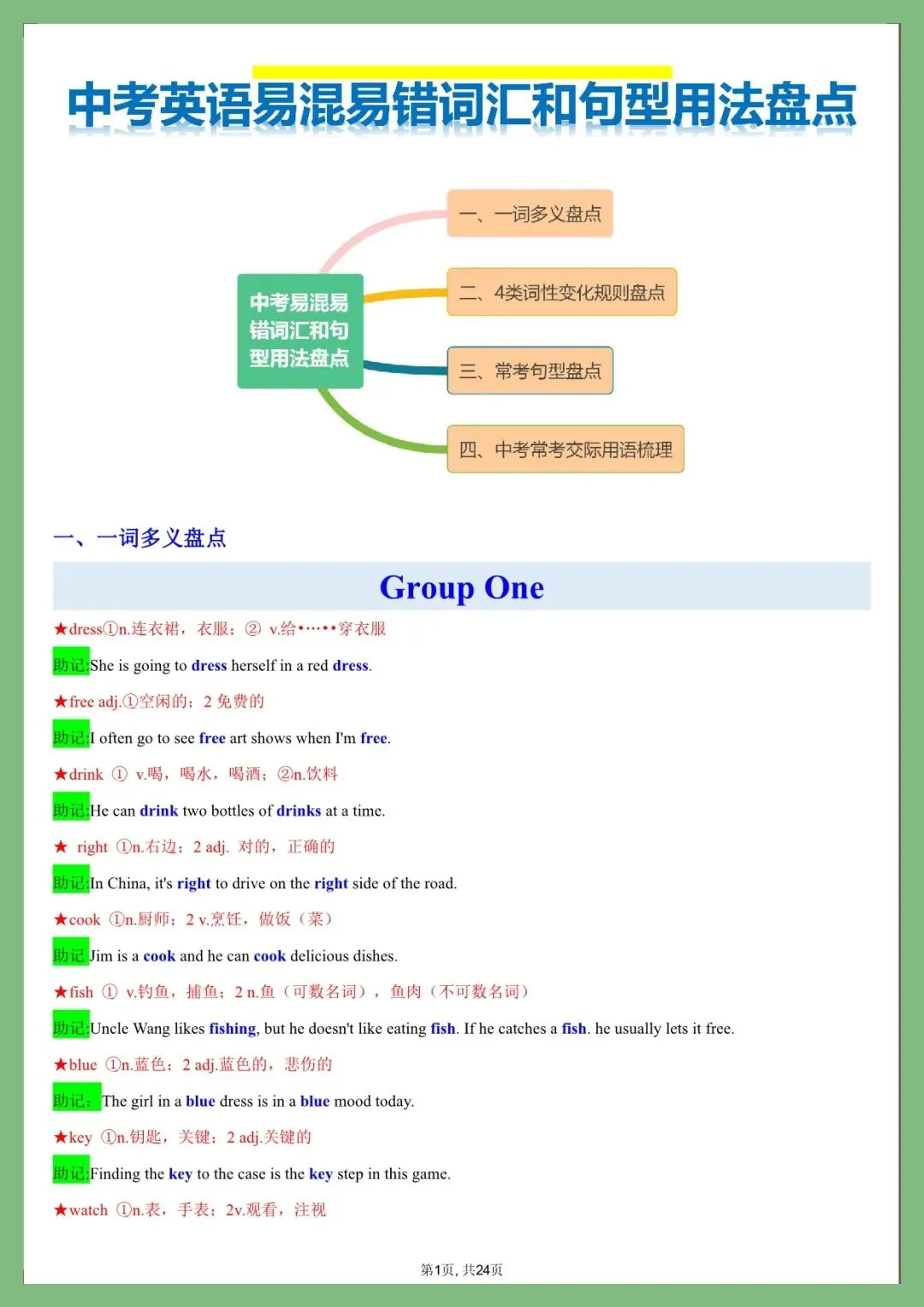 英语丨26年中考英语易混易错词汇和句型用法盘点(电子版可打印) 第1张