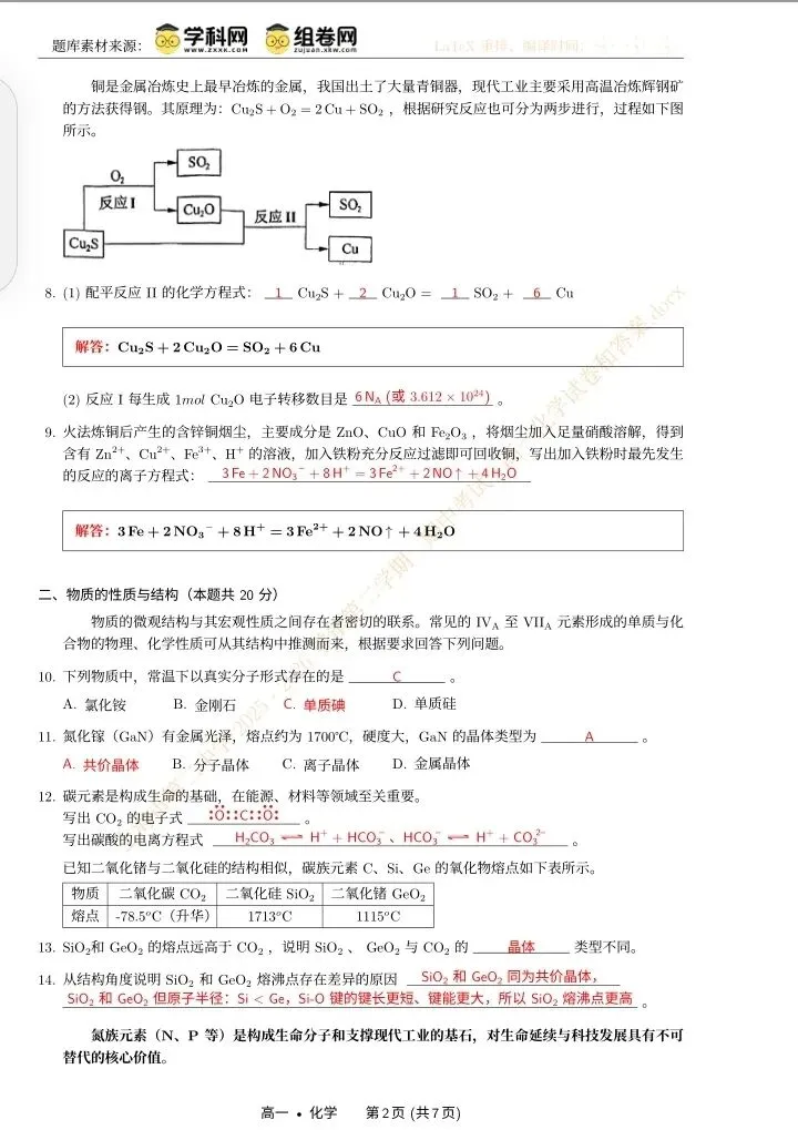 202.上海二中2025高一化学试卷LaTeX仿制版(左侧带装订线) 第3张