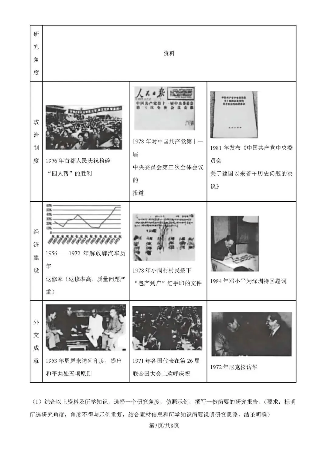 八年级下册历史 期中测试真题 第7张
