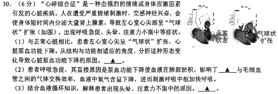 2026年拱墅区中考一模科学卷试卷分析 第19张