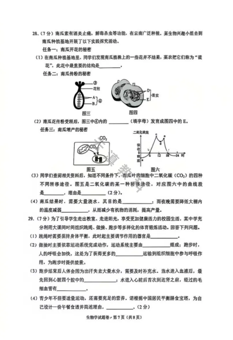 2026年西山区初中一模《英地生》试卷(二) 第24张