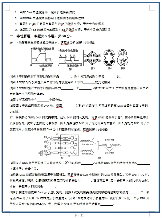 2026春人教版生物:高一生物下学期期中考试模拟试卷(共2套),提前打印出来做一做,拿高分! 第11张