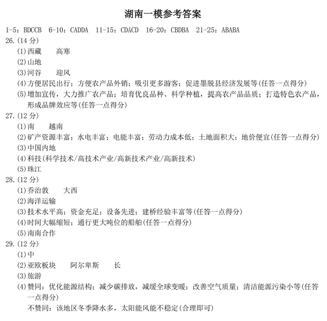 2026年湖南省初中学业水平考试模拟测试·地理(一) 第9张