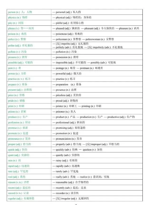 中考常考词性互换汇总速记 第7张