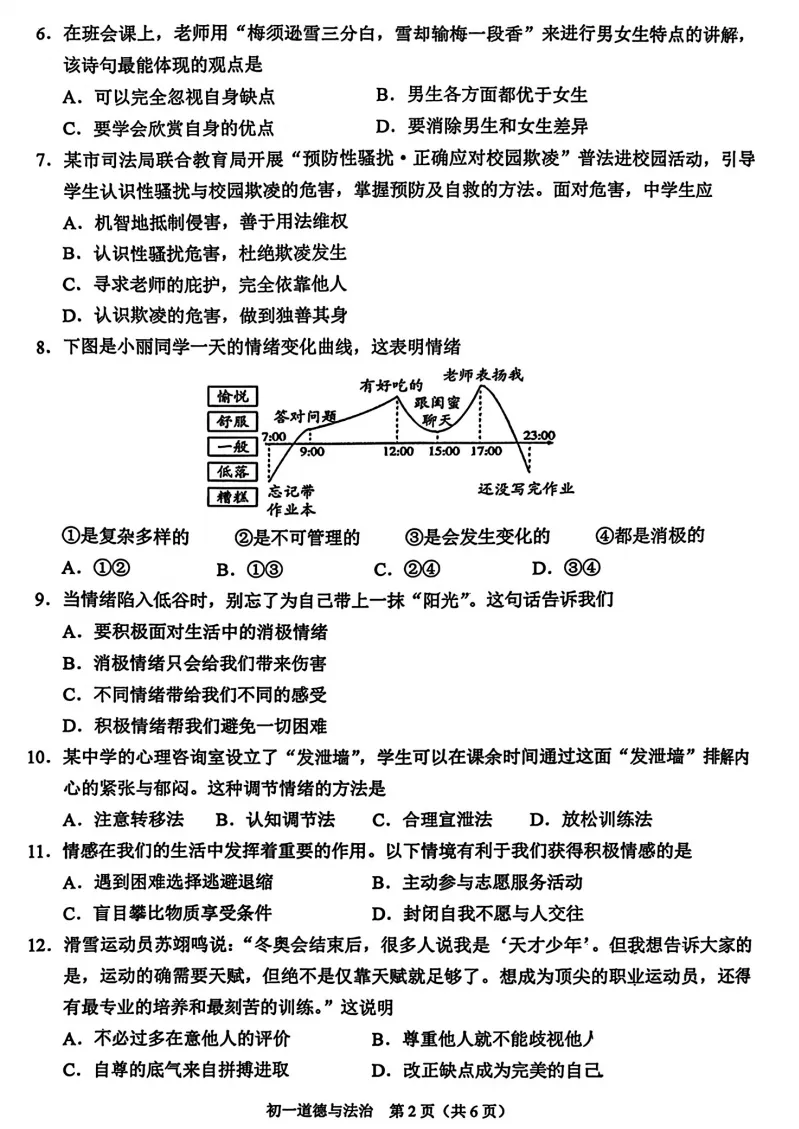 2026张家港初一初二期中考试试卷最新汇总来了! 第14张