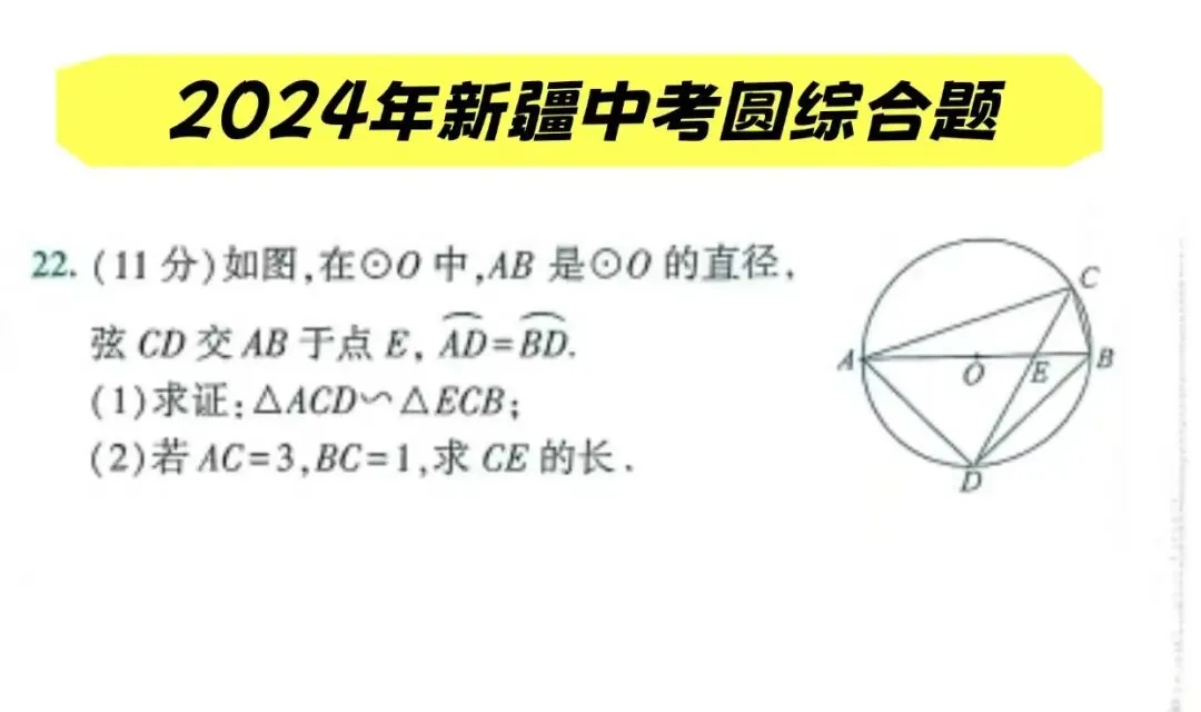 初三打卡作业——新疆中考真题之圆的综合(含视频讲解) 第1张