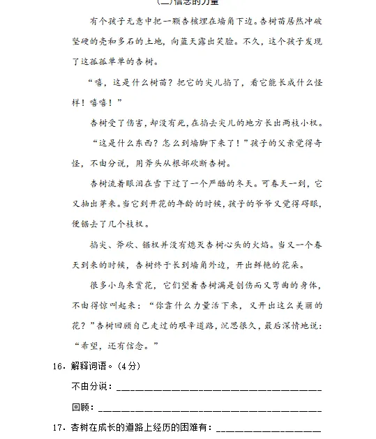 统编版语文1-6年级下册期末真题冲刺卷120套(含答案及打印版) 第33张