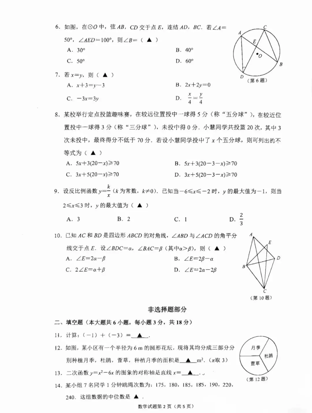2026年拱墅区一模真题卷 第2张