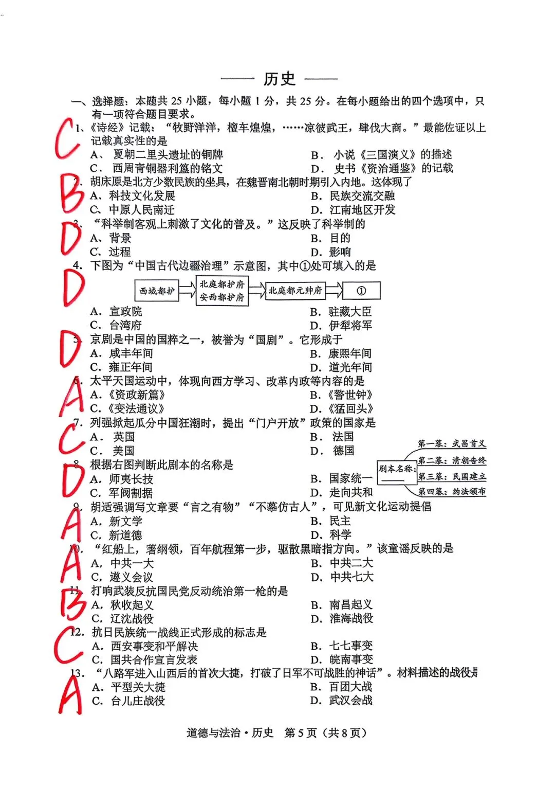 长春市初三 二模 历史试卷+答案【2026.4】 第5张