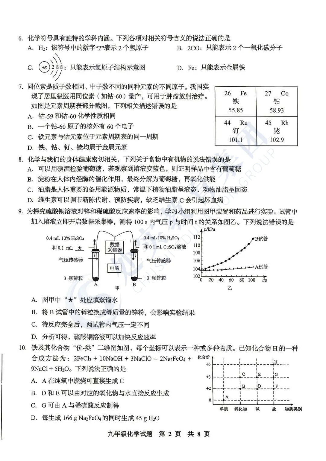 李沧区4月自招二模物理、化学和历史真题试卷! 第9张