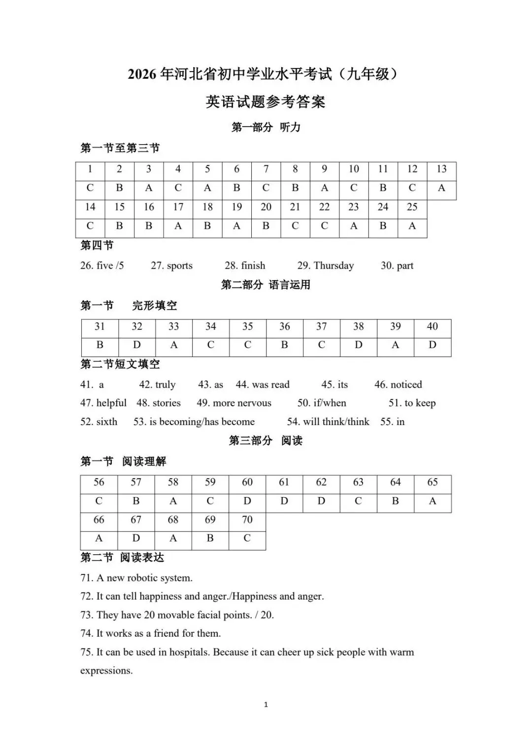 2026保定市中考一模英语试卷 第9张
