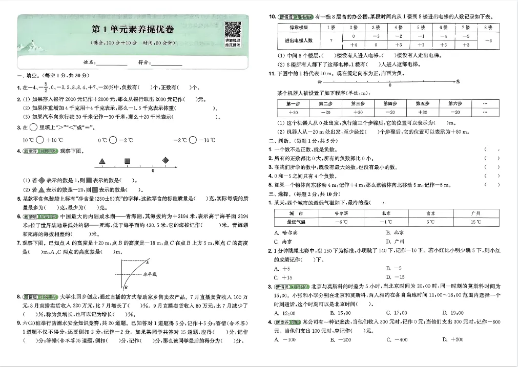 26春拔尖大试卷人教版数学1-6年级下册完整电子版 第2张
