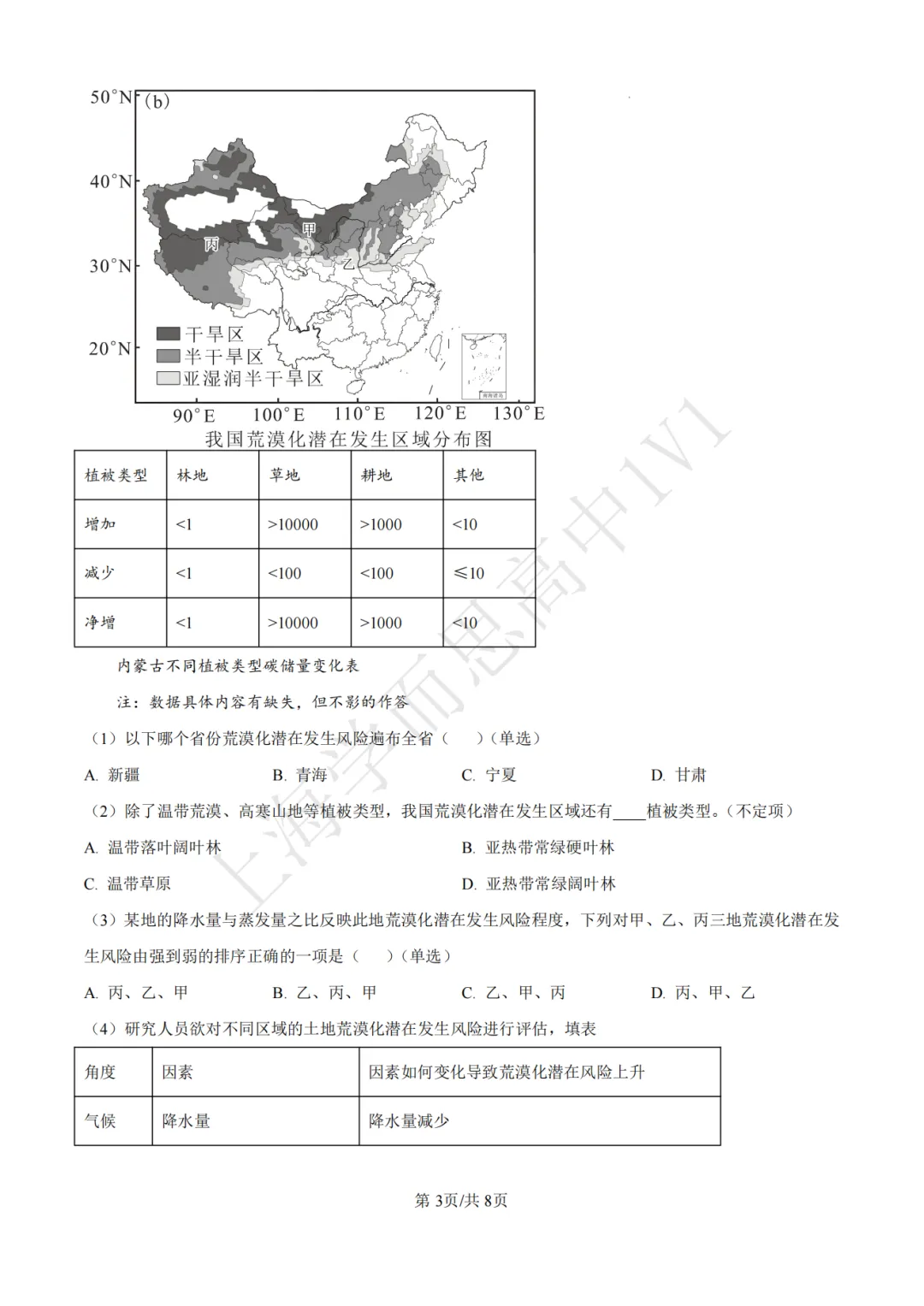 高考真题 | 【地理】2017-2025年上海等级考历年真题试卷(含详解) 第4张