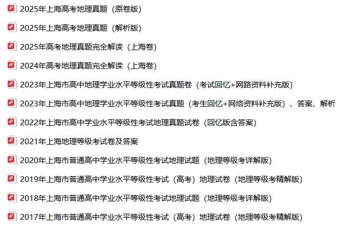 高考真题 | 【地理】2017-2025年上海等级考历年真题试卷(含详解) 第10张