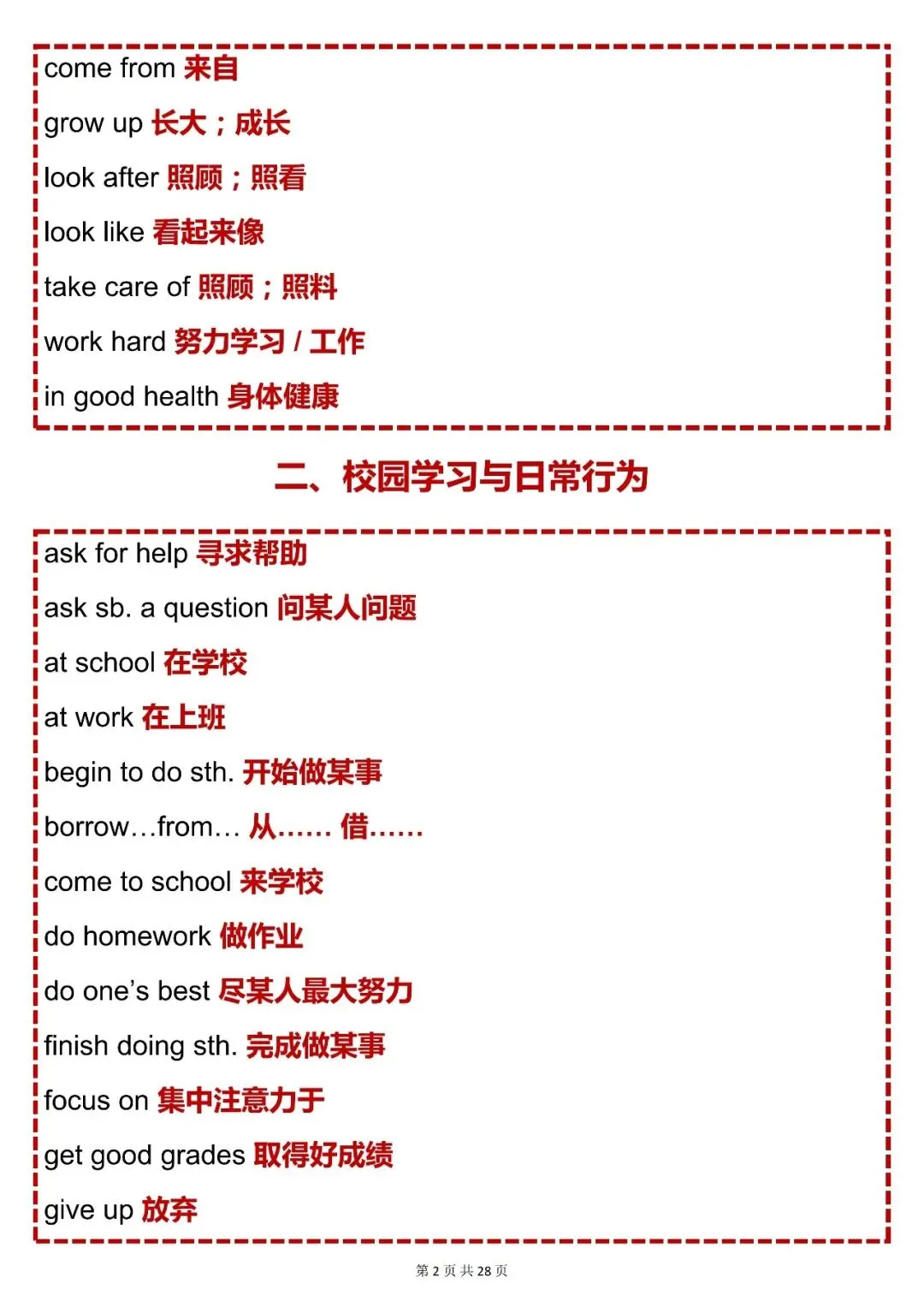 中考英语必背【中考英语必背 600 个短语】,可打印 快收藏 第2张
