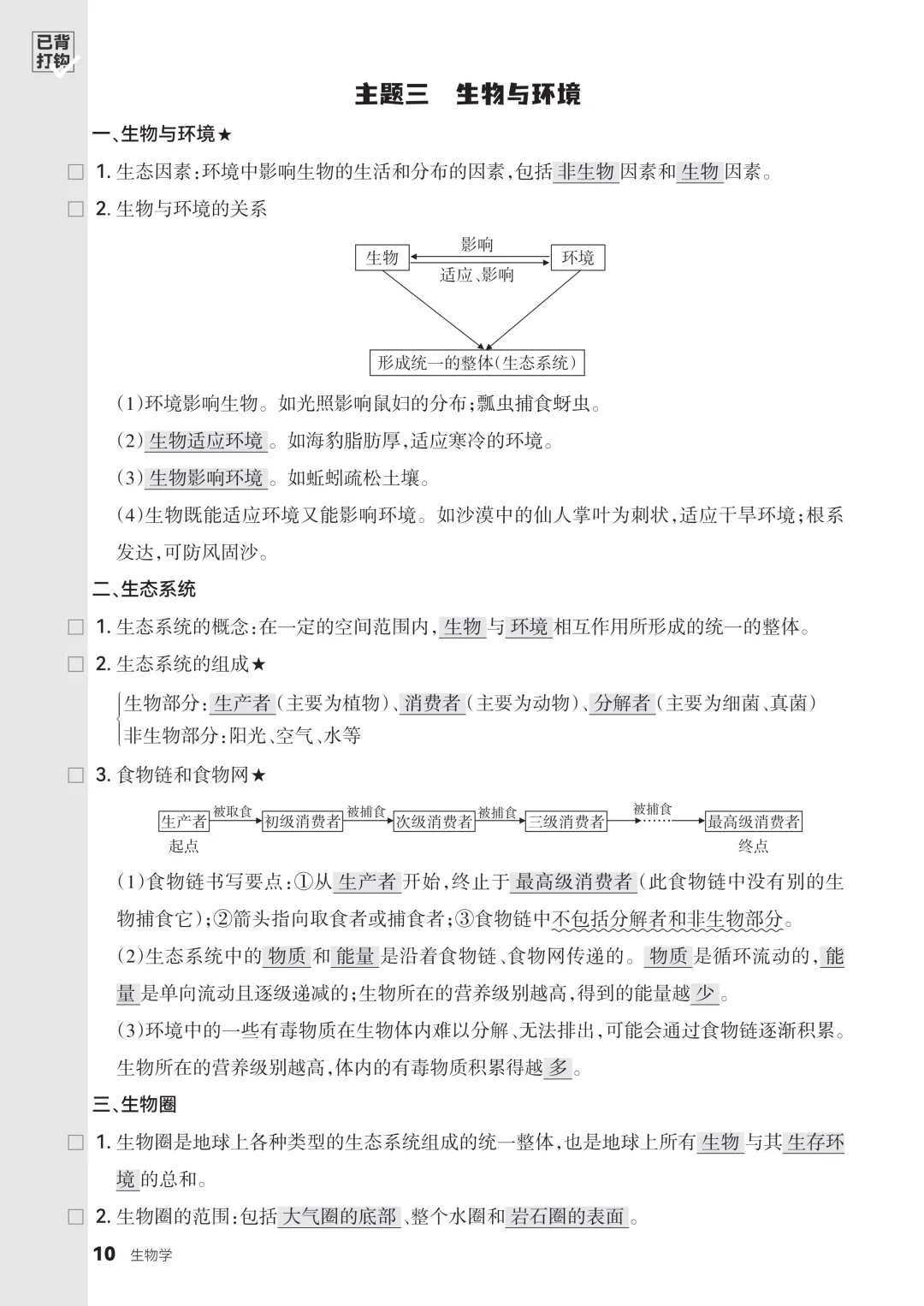 百校联考团队| 2026中考生物学必考知识第一期(可下载打印) 第2张