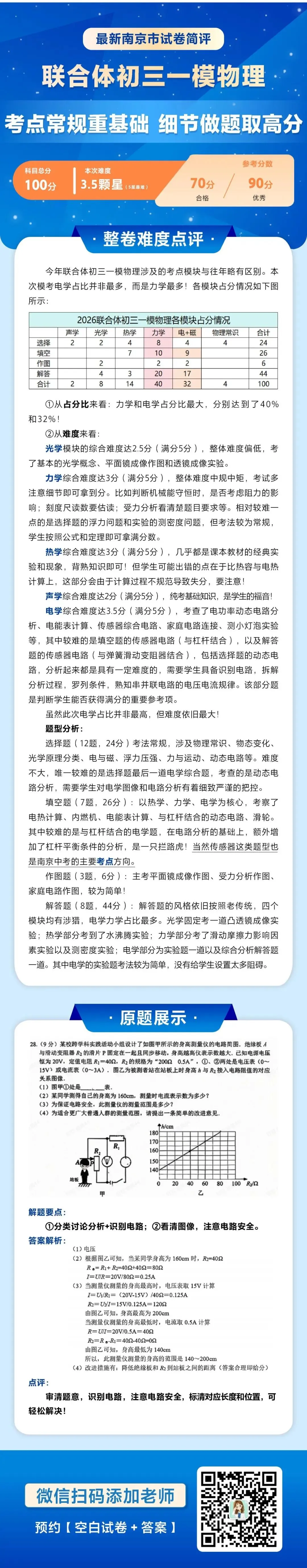 难度中等,对标中考!南京鼓楼、联合体初三一模试卷难度解析 第6张