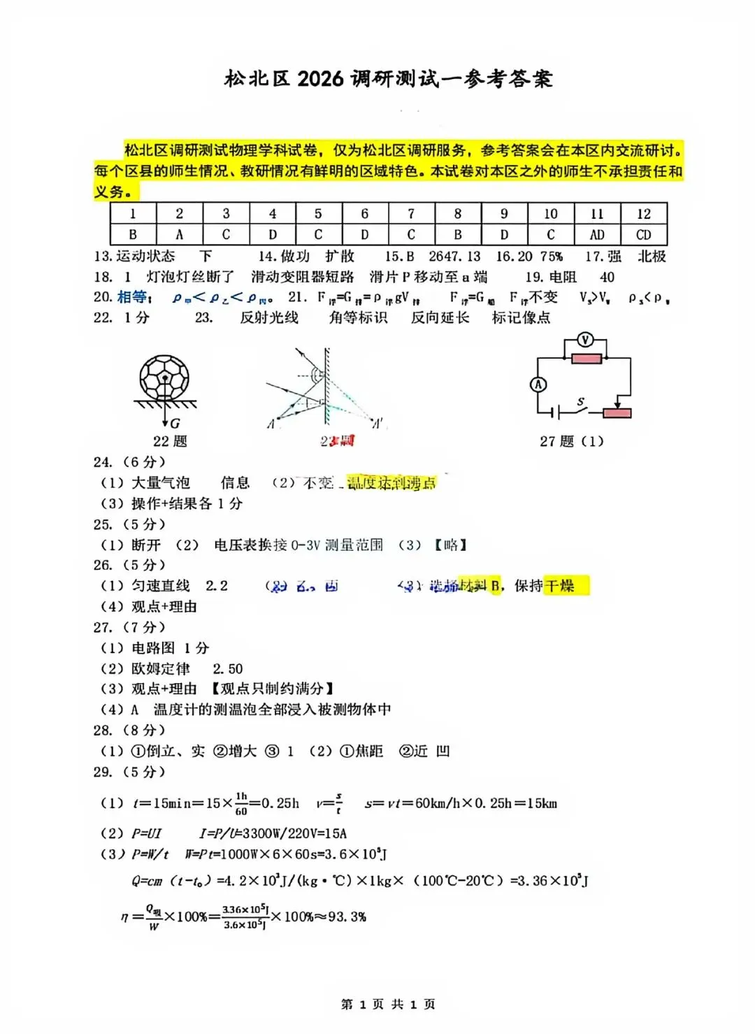 2026年哈尔滨松北区一模九年级物理试卷专业老师深度剖析 第9张