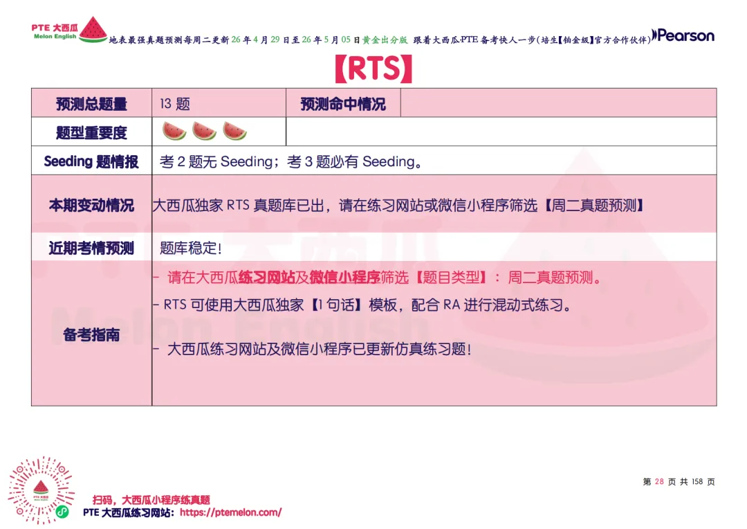 题库波动新增!【PTE巨准真题预测】26年4月29日至5月5日|WFD最高频升频1句!SWT新增1题!黄金出分期请抓住! 第35张