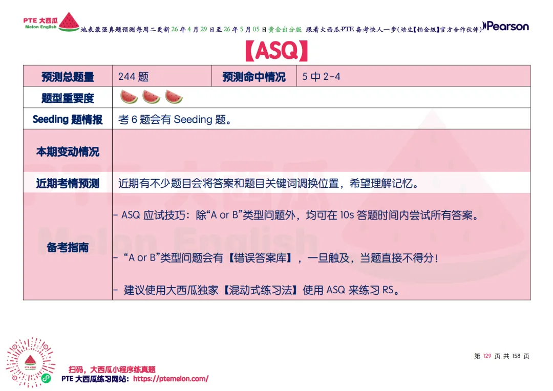 题库波动新增!【PTE巨准真题预测】26年4月29日至5月5日|WFD最高频升频1句!SWT新增1题!黄金出分期请抓住! 第43张