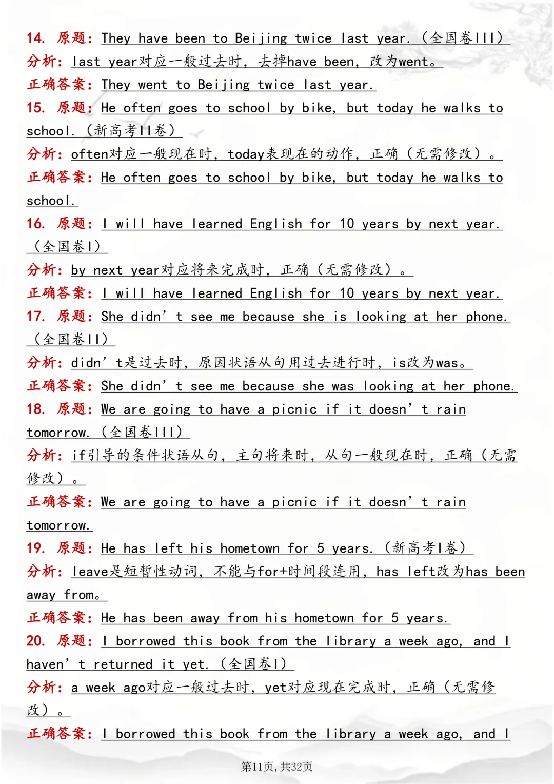 高考必背:【高考英语改错技巧与真题全解】,可打印 快收藏 第11张