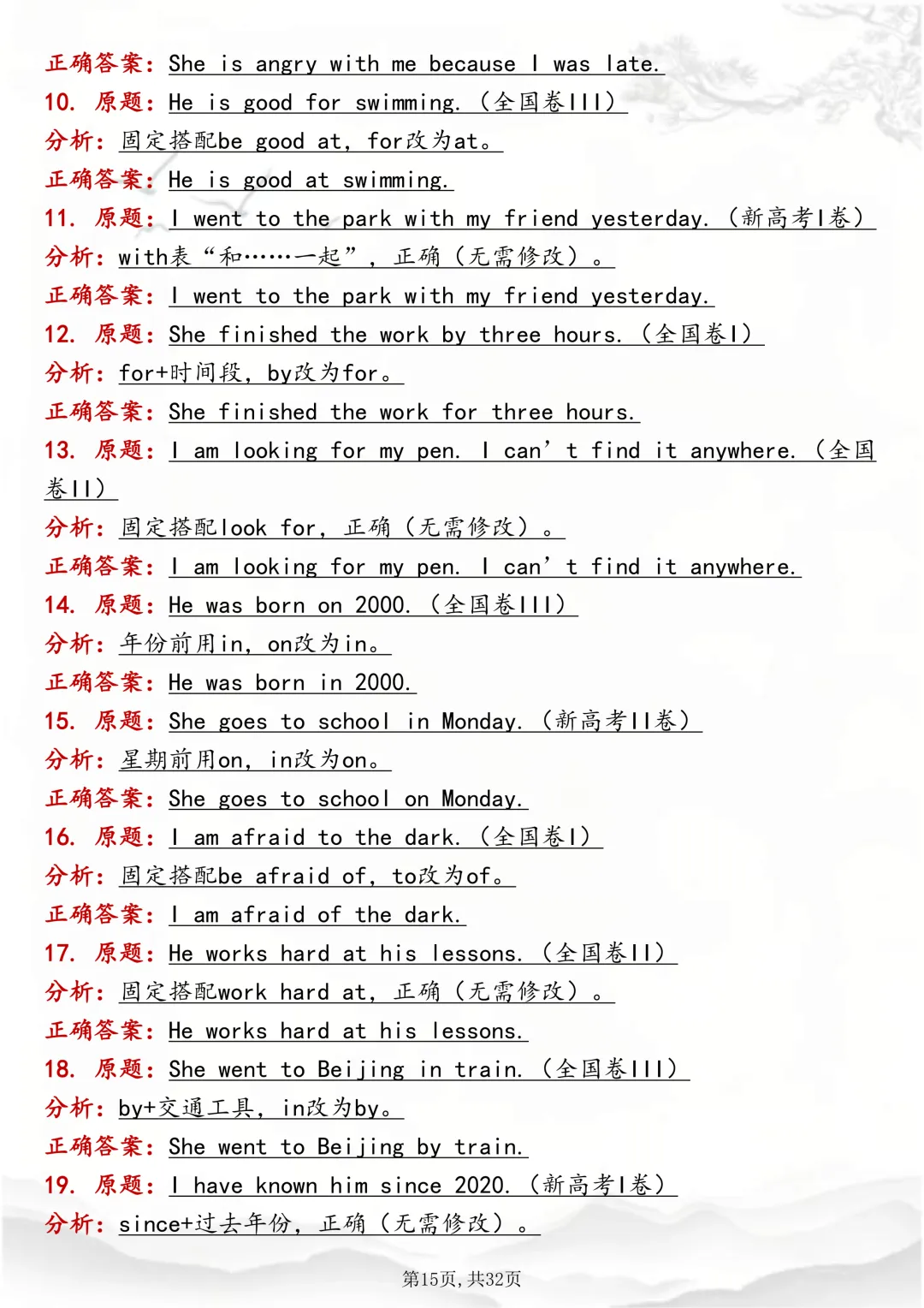 高考必背:【高考英语改错技巧与真题全解】,可打印 快收藏 第15张