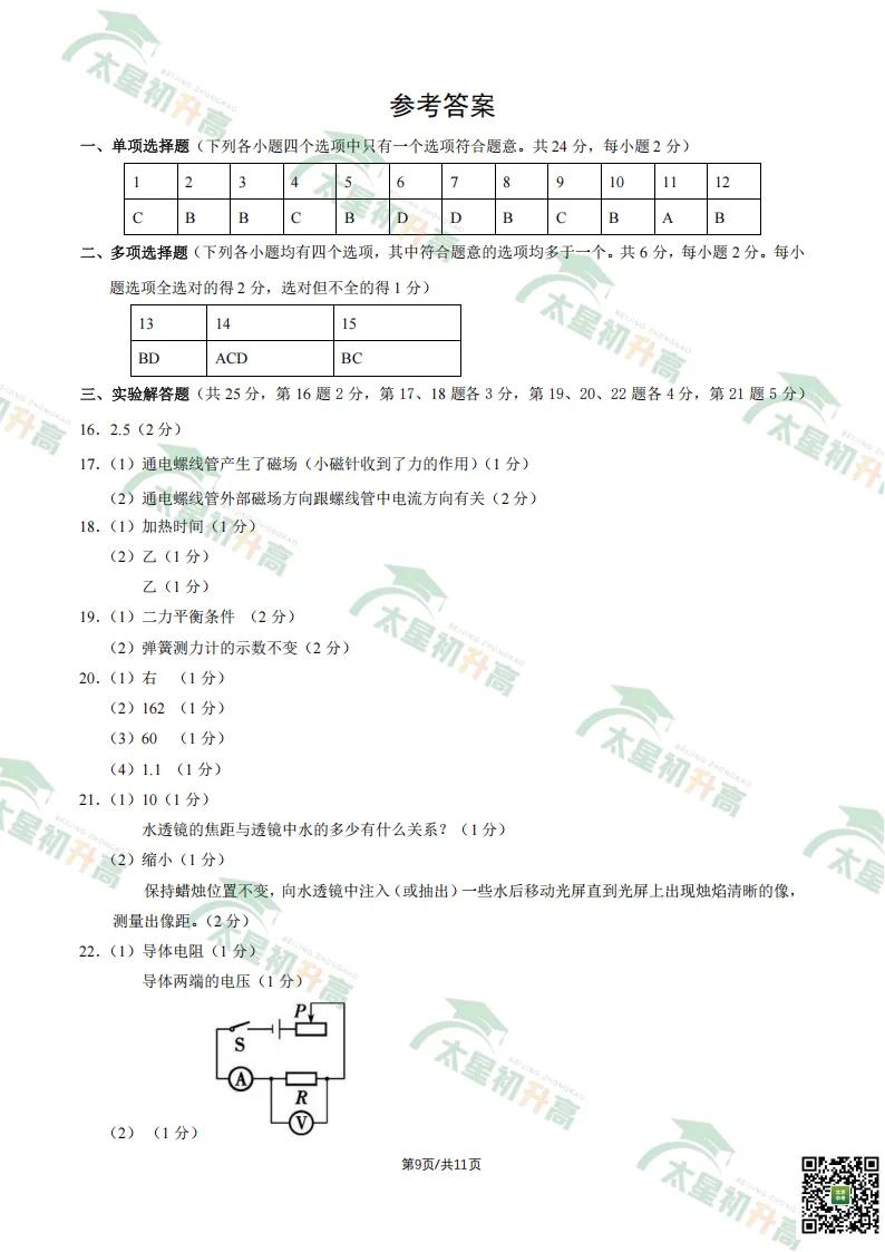 2026朝阳、丰台初三一模英语、物理试卷&答案来了!下载入口—— 第48张
