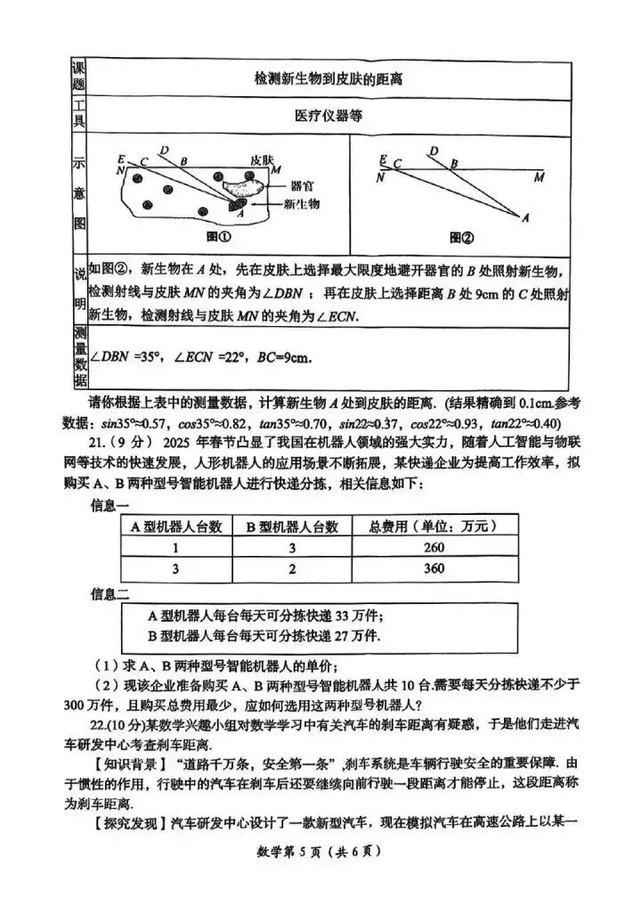 2025年洛阳市中考数学第二次模拟试卷及评分标准(高清版) 第5张