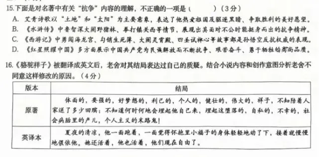 2026中考模考名著阅读题精选 第3张