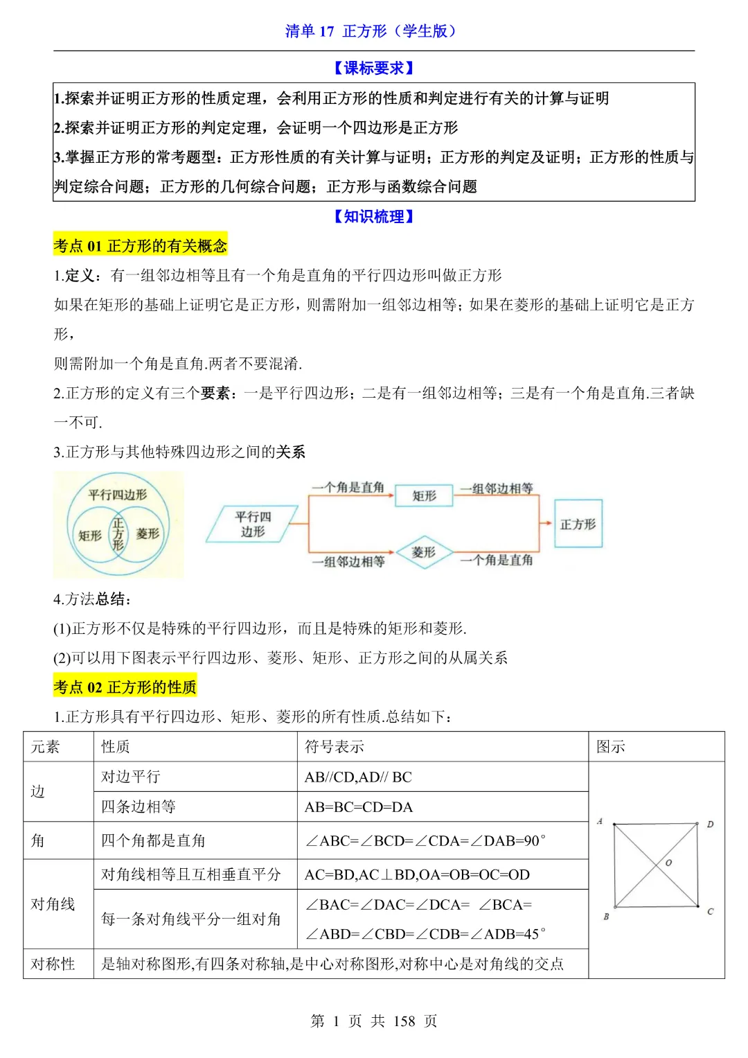 2026中考专项数学【清单17正方形·附解析】158页~完整高清电子版可打印 第5张