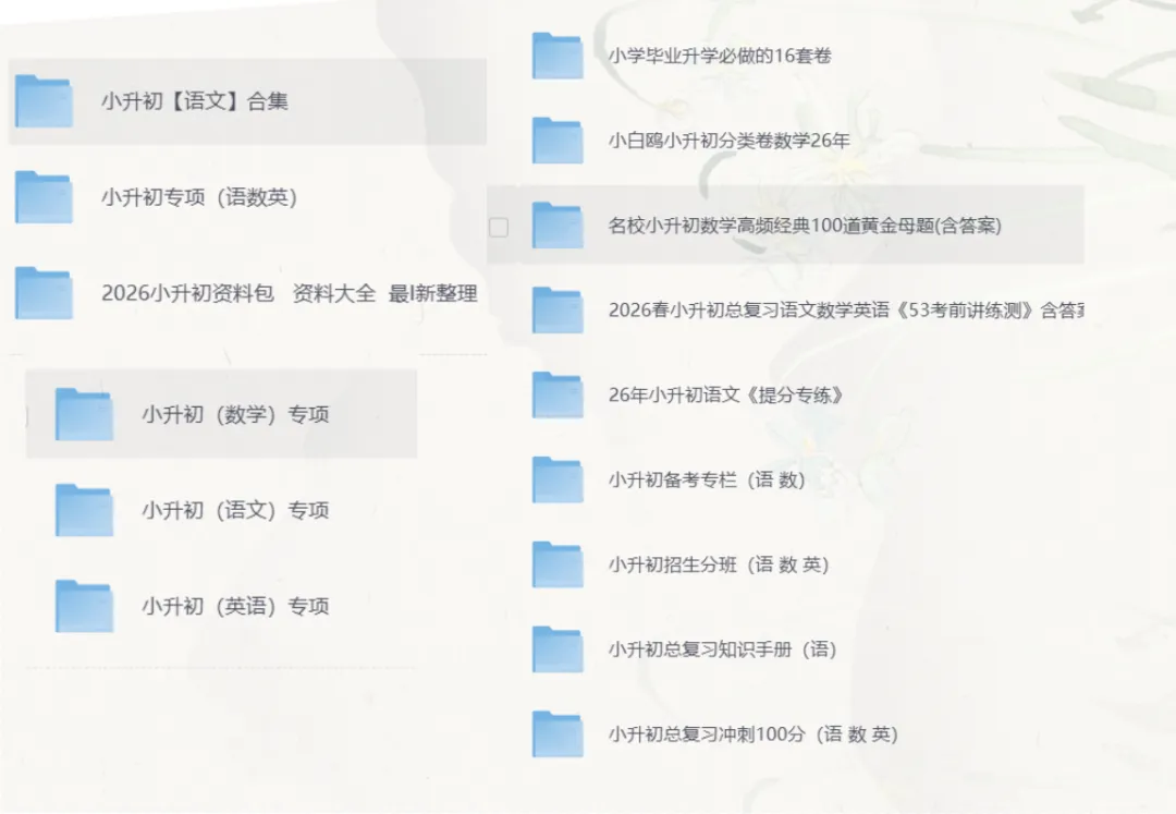 2026春小升初复习备考资料(数学真题专项+语文专项训练+英语时态专项+历年卷+模考题)|电子版可打印免费分享 持续更新 第1张