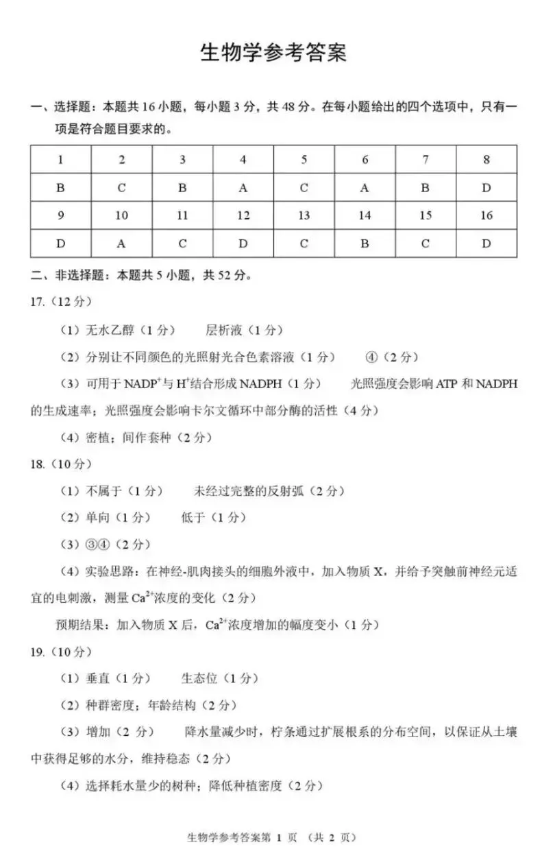 2026年河南省高三适应性考试生物学试卷及答案(附全九科pdf下载) ⊙ 第18张