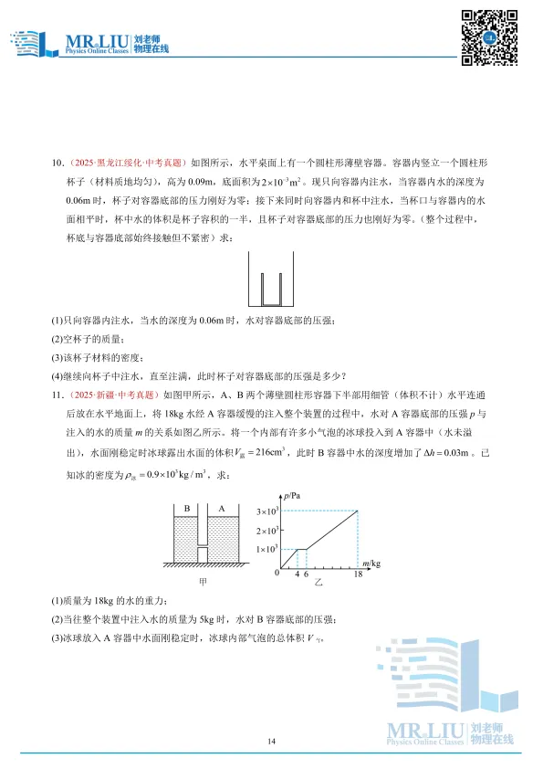 2026年中考物理一轮复习力学微专题04+密度、压强、浮力综合(复习讲义) 第14张