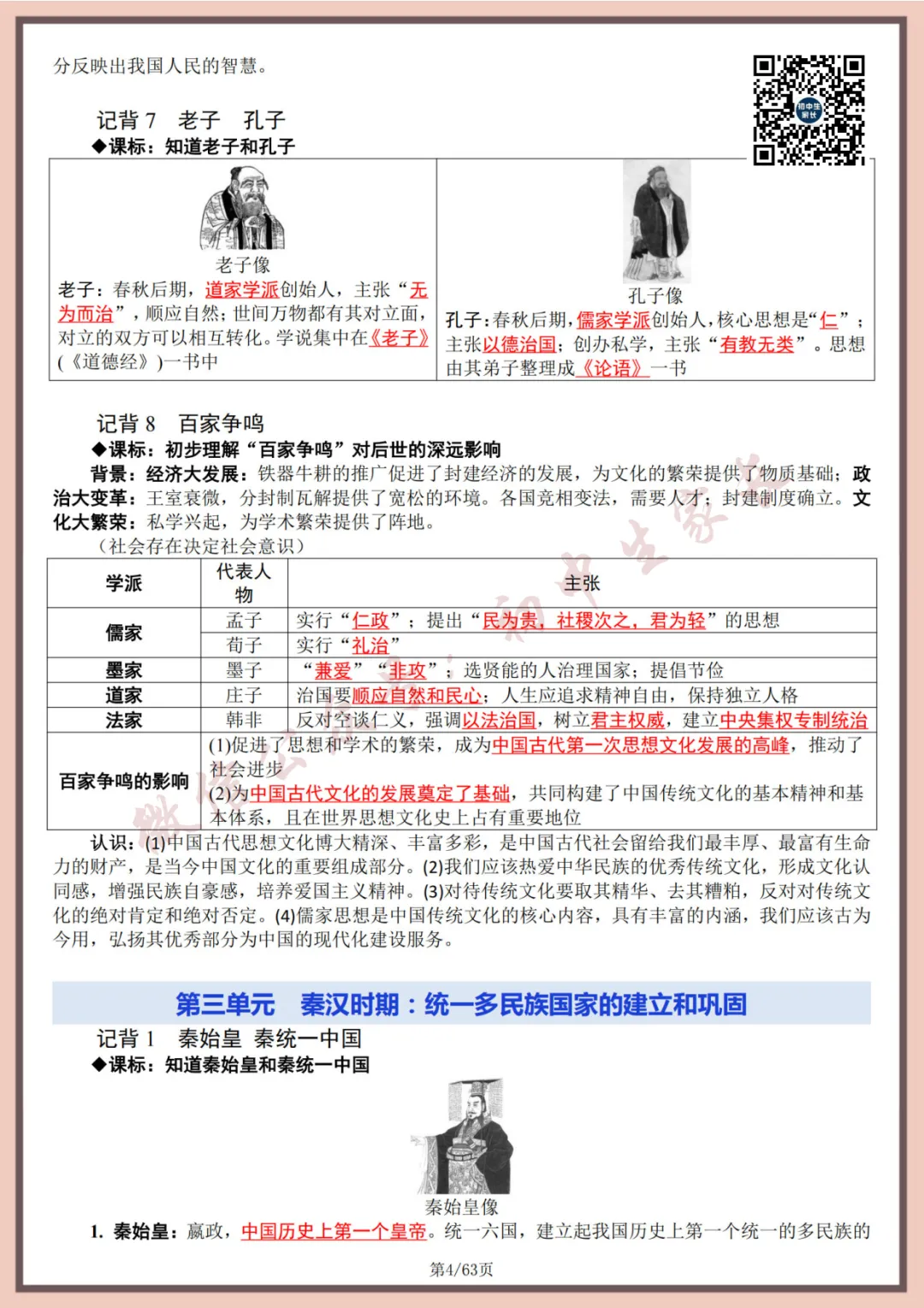 2026年中考历史全六册复习提纲(共63页)(高清版),可打印! 第5张