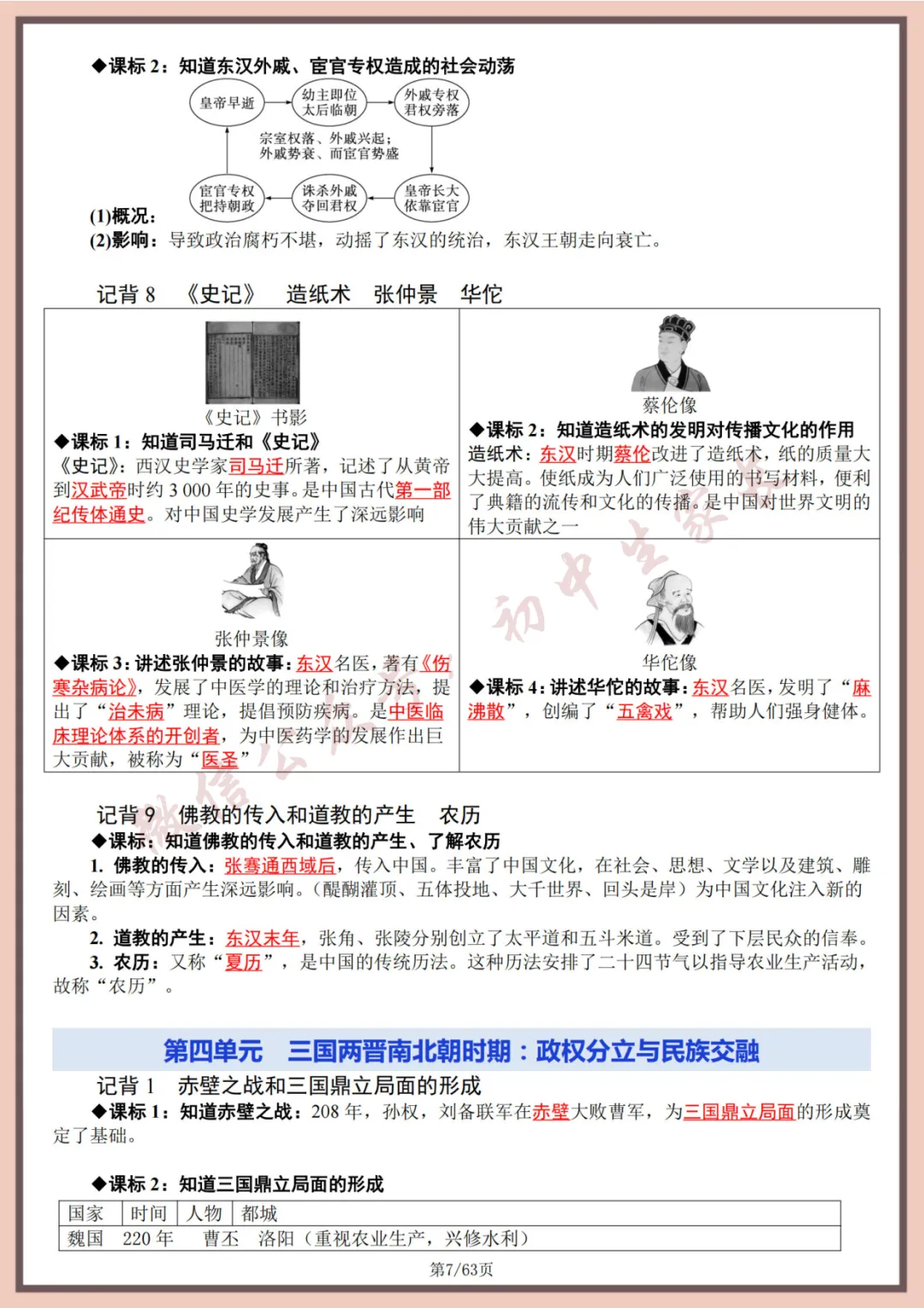 2026年中考历史全六册复习提纲(共63页)(高清版),可打印! 第8张