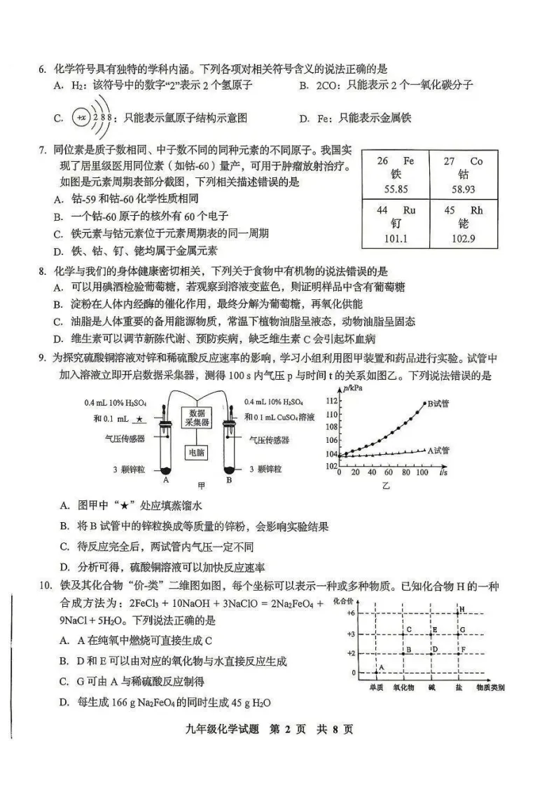 【中考二模】李沧【化学】2026年青岛中考二模真题! 第5张
