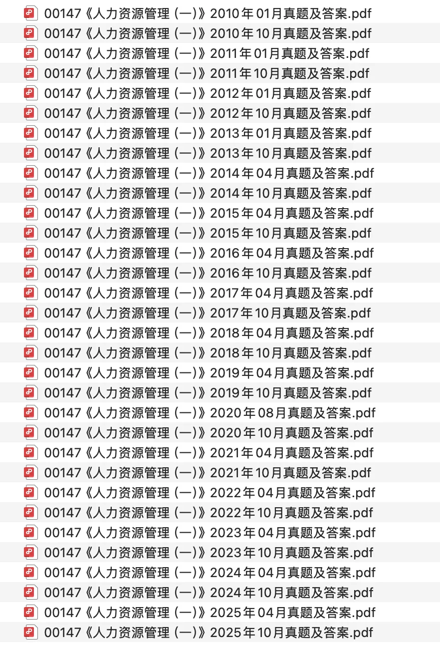 00147《人力资源管理(一)》历年真题及答案【201001-202510】 第1张